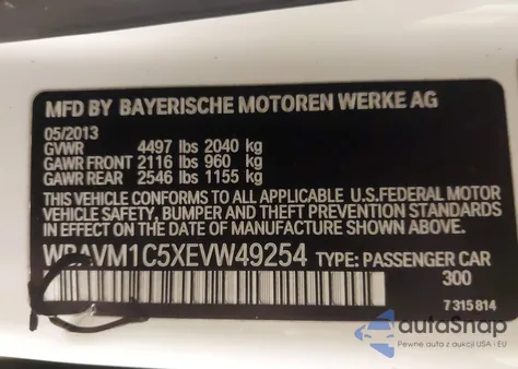 2014 BMW X1 Sdrive28I z USA, uszkodzony, nr VIN WBAVM1C5XEVW49254